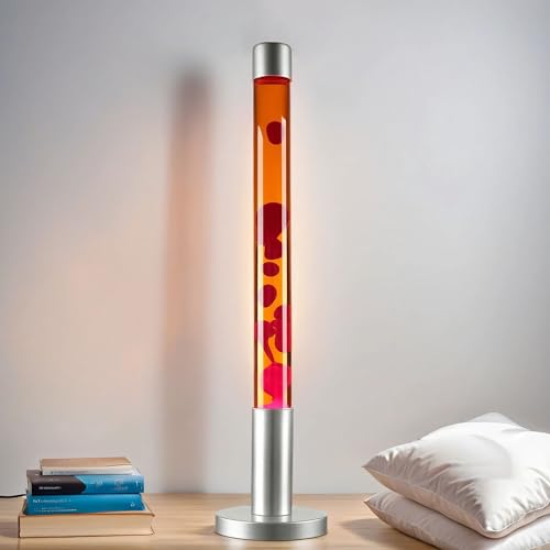 Licht-Erlebnisse Große Lavalampe XXL, Stehlampe Orange Rot, 76 cm, G9 50 W...