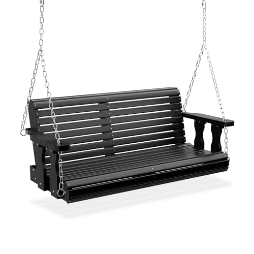 Image of VINGLI 2026 Upgraded 4 FT Wooden Porch Swing, 880 LBS Heavy Duty, Black