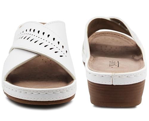 Womens Slip On Sandals Backless Low Wedge Open Toe Mules Summer Fashion Beach Slides Flip Flops - Image 4