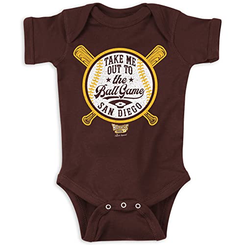 Image of Take Me Out to The Ball Game Baby Apparel for San Diego Baseball Fans (NB-18M) (Chocolate Onesie, 12 Months)