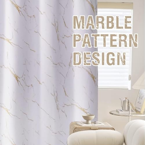 Image of BFAM Marble Print 100% Blackout Curtain with Black Linning at Back,Golden Marble Print Curtains for Living Room /Bedroom Thermal Insulated Energey Saving 11 Feet Pack of 1 Curtain