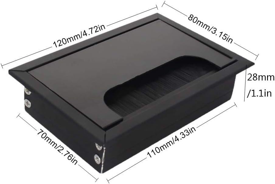 Desk Grommet,1PC Wire Covers 80X120mm Aluminum Square Insert for Organizer,