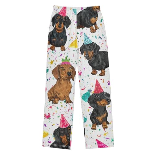 ZZXXB Dachshund Confetti Boys Long Pants Soft Trousers Elastic Waist Kids Lounge Bottoms with Pockets S-XL