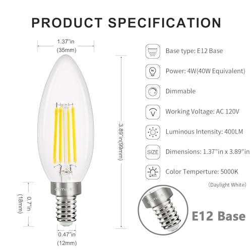 Comzler E12 Led Candelabra Bulb Dimmable thumb #6