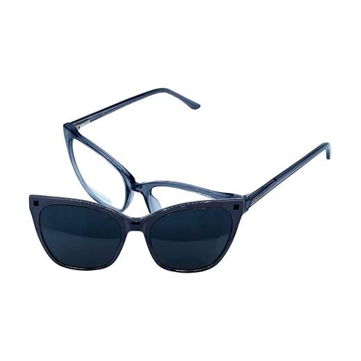 Armação Óculos Clip On 2 em 1 Feminino Misto Quadrado Gatinho Cinza