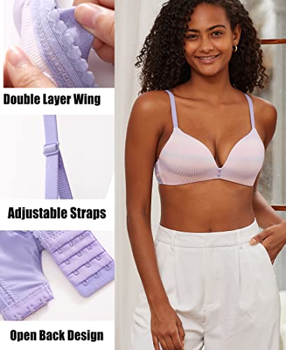 Finetoo Wireless Bras For Women Comfort Full Coverage T-Shirt Bra Lightly Lined Push Up Bra Sexy V-Neck Bralettes For Ladies #TOP4