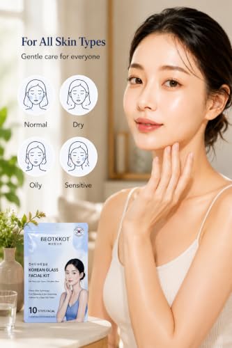 Image of Korean Glass Skin Facial Kit - 10 Step Korean Facial for Instant Glow, Deep Hydration, Acne Care & Pore Tightening | Bridal Glow, Skin Brightening & Pigmentation Control Facial Kit | Salon Like Facial at Home | 2 Full Uses 129 g