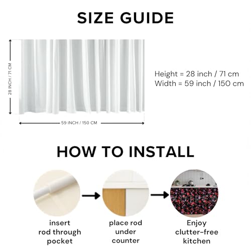 Image of Multipurpose Kitchen Sink Curtain | Under Sink Cabinet Cover Curtain | Waterproof Printed Kitchen Sink Curtain | Home & Kitchen Decor Curtain (RED Rose, Pack of 1)