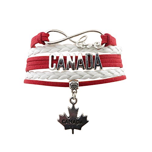 Preisvergleich Produktbild Angepasste Unisex Leder Leder Metall Flagge Armband Armband Manschette (Kanada)