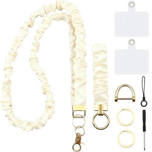 YesMvpMvp Crossbody Cell Phone Lanyard Set with Wrist Strap and Tether Tabs (White)