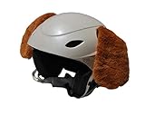 PINK YAK Handgemachte hellbraune Hundeohren aus Plüsch für Skihelm, Snowboardhelm, Motorradhelm, Fahrradhelm, Skateboardhelm, Rollerhelm, Skaterhelm