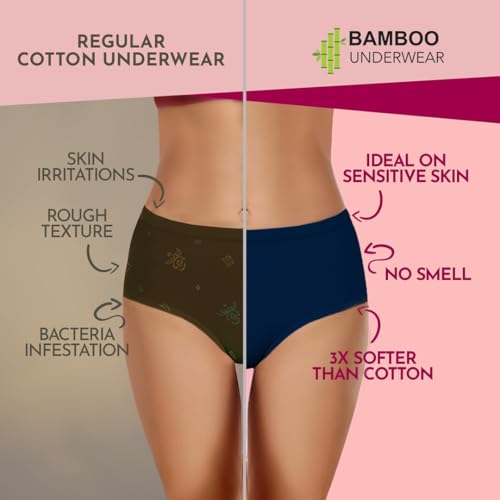 Image of HEELIUM Bamboo Underwear for Women | Ultra-Soft, Breathable & Odour-Free | 3X Softer Than Cotton | Moisture-Wicking | Ideal for Sensitive Skin & All-Day Comfort