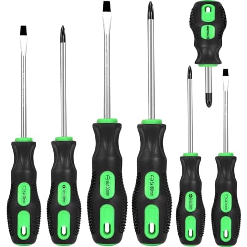 7-Piece Magnetic Screwdrivers Set, 4 Phillips and 3 Flat, Professional Cushion Grip Screwdriver Set