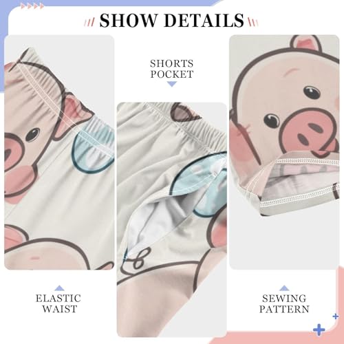 Pig with Bubbles Boys Long Pants Soft Trousers Elastic Waist Kids Lounge Bottoms with Pockets S-XL4