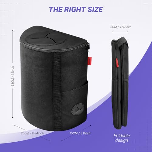 INFIVITA Poubelle de Voiture – Sangle Réglable et Crochet Inférieur de Qualité Supérieure avec Ouverture par le haut Pratique et Poche de Rangement pour sac – vue 2