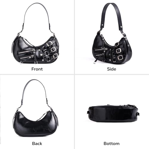 Image of Shoulder Purse for Women, Leather Women's Handbag Y2k Aesthetic Coquette Shoulder Bag Hobo Punk Trendy Ladies Purse