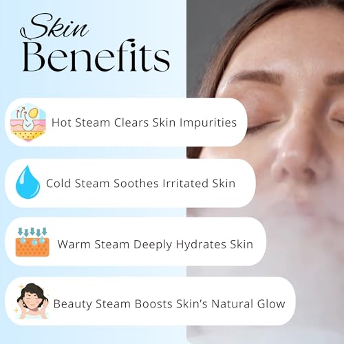 Image of Nano Ionic Facial Steamer by Skin Essentials - 4 Steam Settings : Hot, Cold, Warm & Skin Beauty Steam - LED Display, Blackhead Remover, Deep Pore Cleansing, Hydrating Glow, Anti-Aging Skincare - Home Spa for All Skin Types -1-Year Warranty.