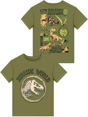 Jurassic World Camiseta Niño, Ropa Niño Dinosaurios Manga Corta, 8-9 Años