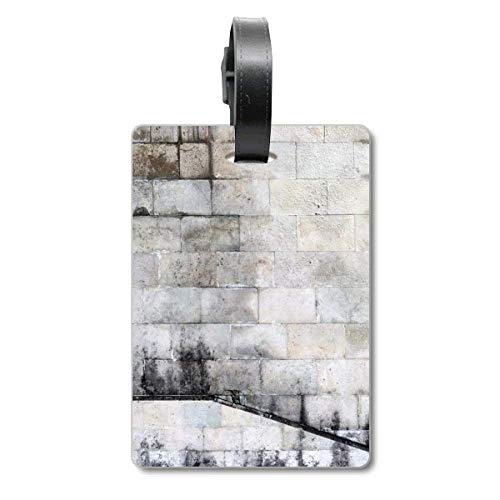 Étiquette pour valise de voyage motif brique moderne noir blanc accessoire bagage