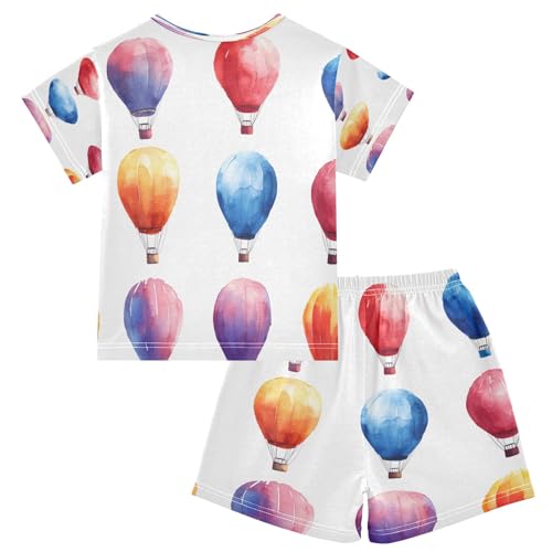 senya Hot Air Balloon Color A Summer Pajamas Set Short Cotton Sleepwear 2 Piece2