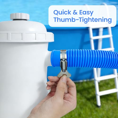 Poolvio 1.5" x 59" Above Ground Pool Hoses, 3-Pack, Blue- Heavy Duty UV Resistant Leak-Proof Replacement Hoses with 6 Metal Thumb Clamps, Perfectly Fits Intex Filter Pumps & Pool Surface Skimmers by Poolvio - Used condition - Image 4