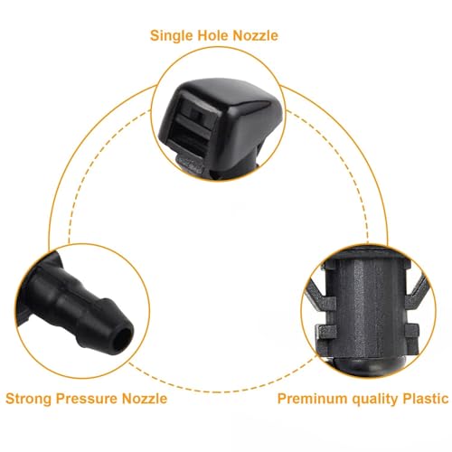 Cheriezing 2pcs Front Windshield Washer Nozzles Wiper Spray Kit Single Hole Compatible for Ford 2008-2010 F250 F350 F450 F550 Super Duty Replace# 7C3Z17603A - Thumbnail 2