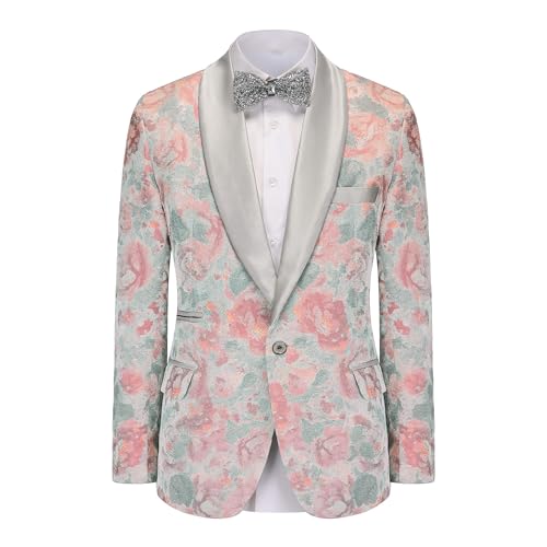 Wemaliyzd Mens Floral Tuxedo Jacket Embroidered Patterned Sport Coat for Party Dinner Wedding