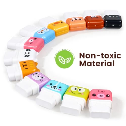Sooez 12 Pack Pencil Erasers, Cute Erasers Pencil Eraser with Clean up Roller Pencil Eraser Shaving Roller Case Erasers for Party Favors Gift Supplies