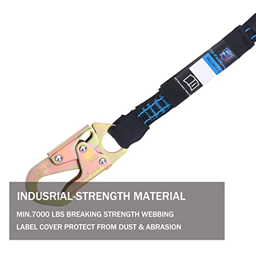 Image of 18 Inch D Ring Extender with Galvanized Steel Self Locking Snap Hook and O Ring，Heavy Duty Fall Protection Safety Harness Extension Lanyard，For Construction & Roofing, OSHA /ANSI Compliant
