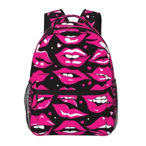 Sac à dos léger contre la fatigue OdDdot en toile noire avec motif lèvres original
