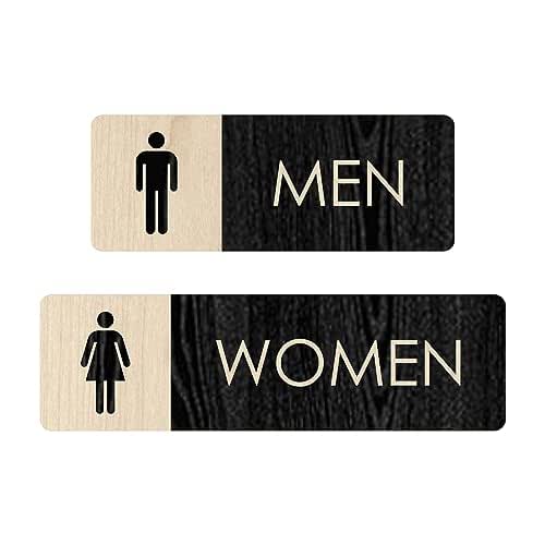 Amazon.com: Men & Women Restroom Sign Set - Modern Wood Bathroom ...