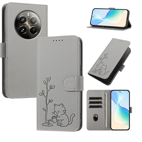 �X�}�z�P�[�X �Ή��@�� for Realme 12 Pro (Plus) 5G / P1 Pro 5G�yPU���U�[�� �}�O�l�b�g�J�� ���z �J�[�h�E�������[ �X�^���h�@�\�t���zGray