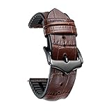 BINLUN Correas de Reloj de Cuero 18mm 20mm 22mm Correa de Reloj de Piel para Hombre Mujer Correas Reloj de Repuesto Híbrida de Cuero Silicona de Liberación Rápida Negro Azul Marrón Rojo Verde