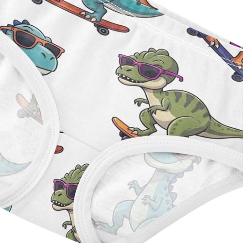 Cartoon Dinosaurs Skateboards White Cute Panties Girl Girls Underwear Toddler Cotton Animals Briefs Girls Undies 2t4