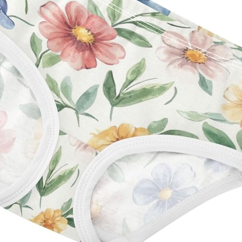 ZZKKO Watercolor Flowers Girls Underwear Toddler Panties for Girls Comfort Brief Size 2T-8Y3