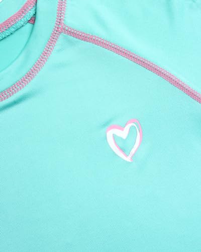 Image of Pink Platinum Girls Rash Guards - 2 Pack Quick Dry UPF50+ Sun Protection Beach Pool Long Sleeve Swim Shirt for Girls