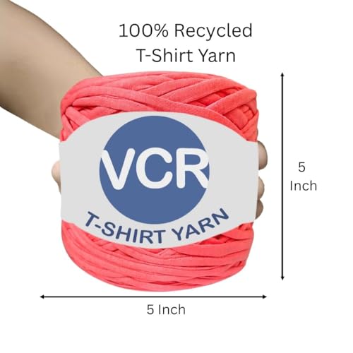 Image of VCR Warm Red Big T-Shirt Yarn, 100 Meters Length, Recycled & Fashionable Craft Yarn, Pack of 1, Suitable for Crochet, Knitting & DIY Bags, Baskets, Cushions & Home Decor Projects