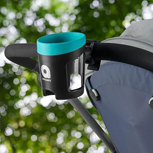 APRAMO Cup Holder for Stroller,Universal Pushchair/Pram Bottle Holder,Adjustable Bottle Organizer for Bikes, Trolleys,Walkers and Wheelchairs (Turquoise)