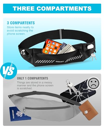 HAISSKY Running Belt Fanny Pack, Slim Waist Running Pack for Women Men, Running Phone Holder Jogging Pouch for Phone Money Belt Waist Bag Compatible with All Cell Phones (for 27" - 51" Waist Size) - Thumbnail 3