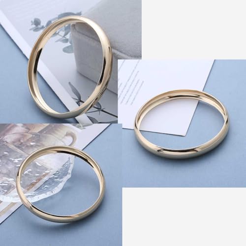 Bracelet punk large classique à charnière en métal poli miroir - 6