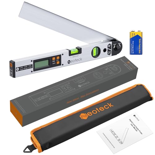 Neoteck Digitaler Winkelmesser 400mm mit LCD Laser Wasserwaage 0-225° Digital Neigungsmesser Winkelmessgerät für vertikale horizontale Doppel Wasserwaage - Silber