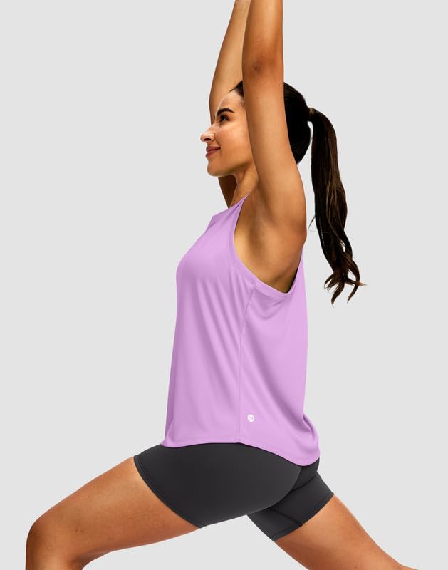 Image of Women's Workout Tops Racerback Athletic Tank Tops Sleeveless Loose Fit Yoga Running Gym Shirts for Women