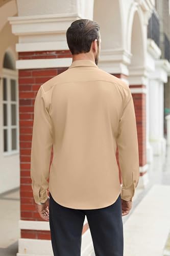 Image of COOFANDY Mens Stretch Dress Shirts Long Sleeve Button Down Shirt Regular Fit Formal Business Shirts