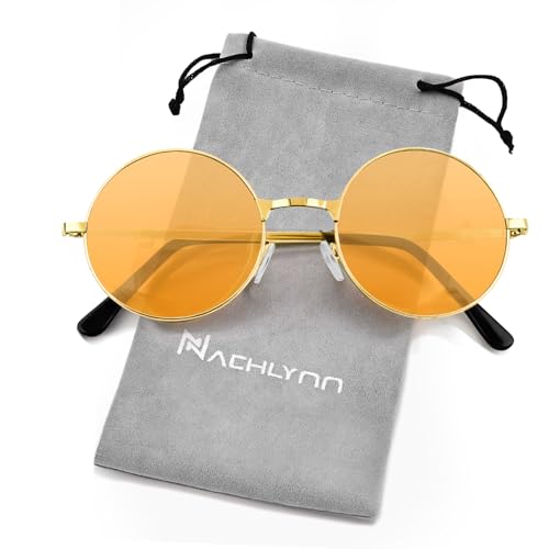 NACHLYNN Orange Hippie Sonnenbrille 60er 70er Jahre Runde Hippie...