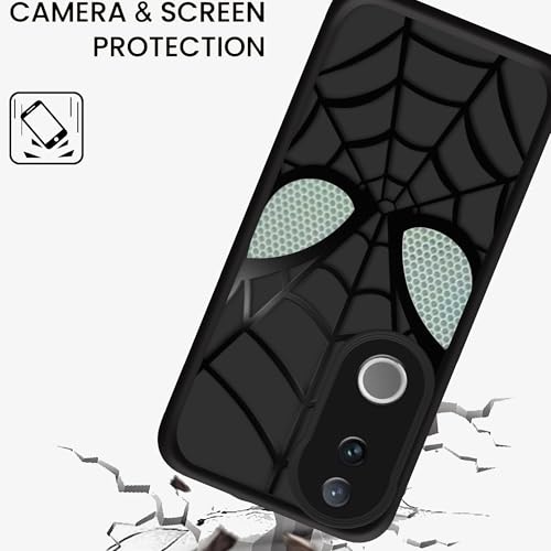Image of Stylish Spider Back Case Cover Compatible for Vivo V50 5G / V50e 5G | Spidey Face Mask Case | Soft Silicone | Camera & Full Body Protection | Shock Proof | (Black)