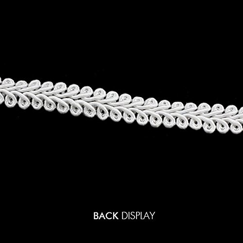 Black White Lace Ribbon Braided Gimp Embellishment Scrapbooking Sew on Applique Fabric Trimming Lace Trim 20yards (Width 9mm, White)