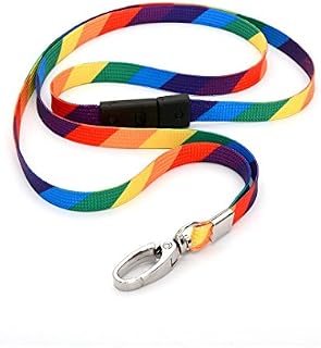 CKB LTD® 50x Breakaway RAINBOW Striped Premium Safety Lanyard Neck Strap Swivel Metal Clip For ID Card Holder Bright Fun Funky Novelty Cool Lanyards Mixed Multicoloured - Pull Quick Release Design
