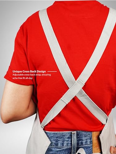 Image of Kitchen Apron - 100% Cotton, Adjustable Neck strap, Large Pocket - Unisex Apron for Men & Women - Cooking, Baking, BBQ, Gardening - Solid Colours, Striped and Checkered Patterns