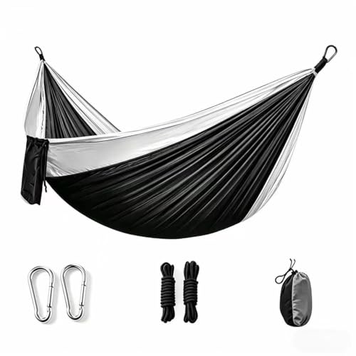 YGVQN Hamaca de Camping Ultraligera 300 kg – 300x200 cm, Nailon Paracaídas Transpirable, con Correas para Árboles, Mosquetones y Bolsa,Hamaca Secado Rápido para Jardín, Playa y Senderismo