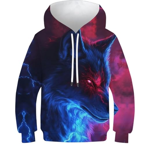 Sweat à capuche wolf imprimé 3d pour remplacer les pulls ternes des enfants 8-10 ans